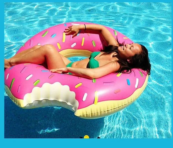 90cm Sommar Swim Life Bouy Donut Swimming Ring Floating Uppblåsbara Simning Ring Vuxen Pool Float 2 Färger Jordgubb Choklad Raft Fo Fun