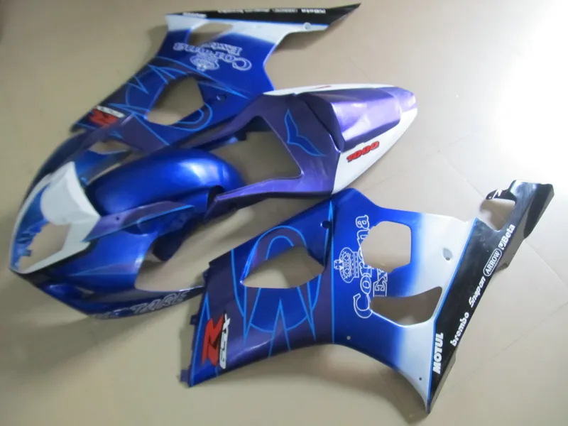 طقم أدوات هدية لسوزوكي GSXR1000 03 04 أزرق أبيض أسود دراجة نارية fairings مجموعة GSXR1000 2003 2004 OT01