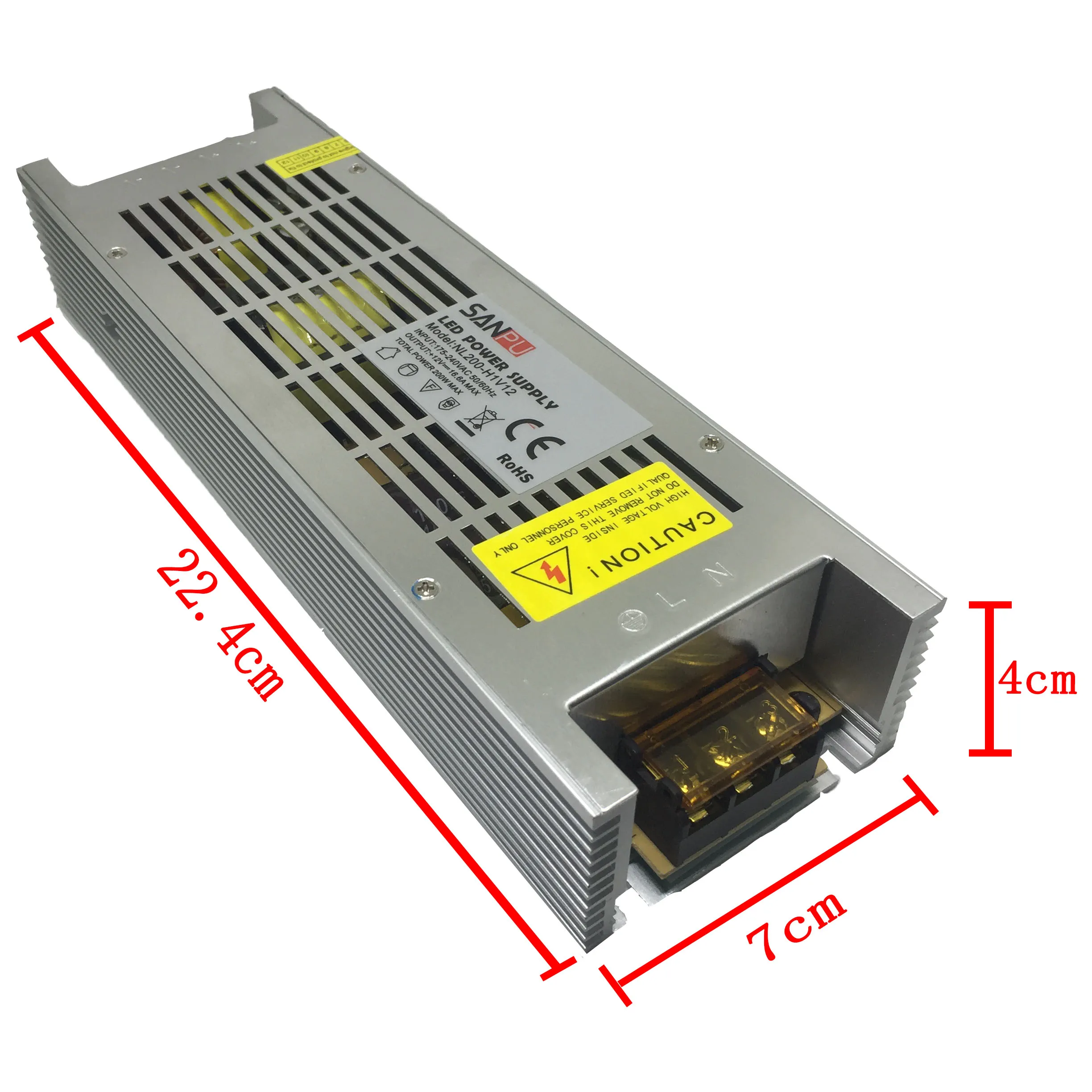 SANPU 200W DC12V/DC24V Commutateur d'alimentation AC à DC LED Transformateur d'éclairage NL200-W1V12 Coque en aluminium ultra mince 16.6A MAX Driver