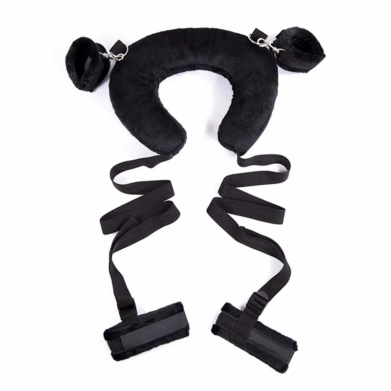 Sangles d'écartement de jambe de maître adulte avec harnais de cou rembourré Bondage érotique Kinky Sex Oreiller jouet pour couples