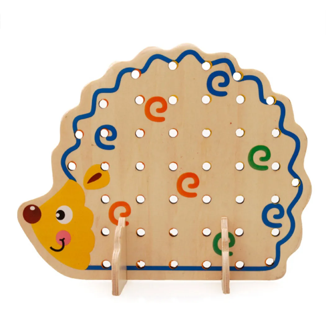 Brinquedos de rosca de madeira hedgehog lacing beads fruit aprendizagem crianças presente educativo macio montessori crianças inteligente
