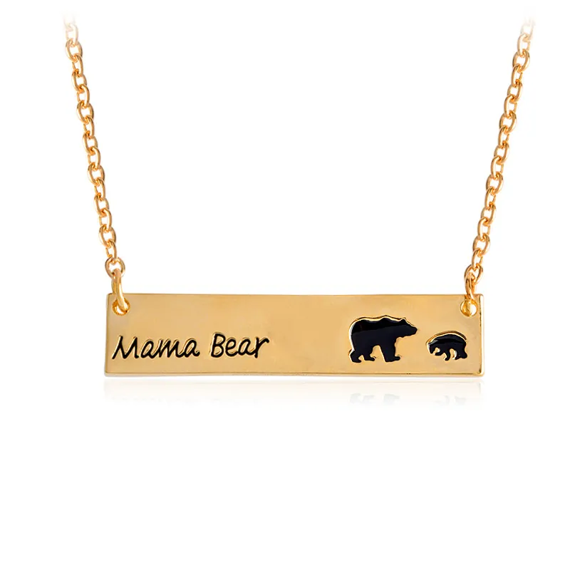 Mama Bear Collana con ciondoli Collane con animali Oro Argento Colori Ciondolo in lega Gioielli di moda Regali la festa della mamma