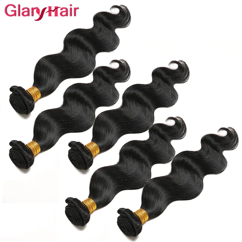 Glary Hair Products Bästsäljande Produkter Obehandlat Billiga Mongolsk Body Wave Virgin Hårbuntar 4 stycken Gratis frakt