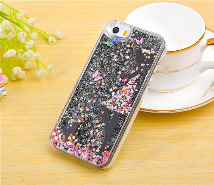Glitter Clear PC phone Case Dynamic Liquid Sexy Girl Rigid Plastic Cover For iphone 6 7 plus Slim Quick Sand Acrylic Back Covers