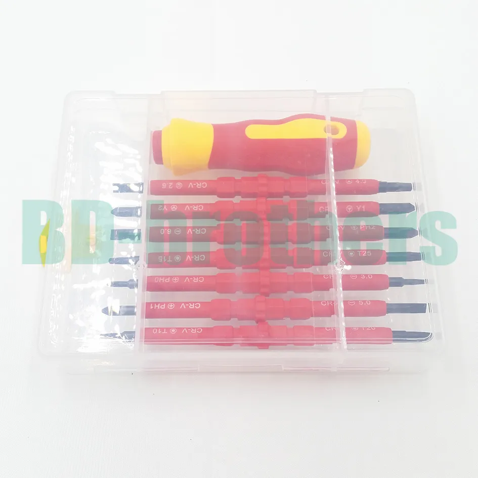 High Quality Red 7 In 1 Insulation Screwdriver Set With Combination 500V CR V Miniature