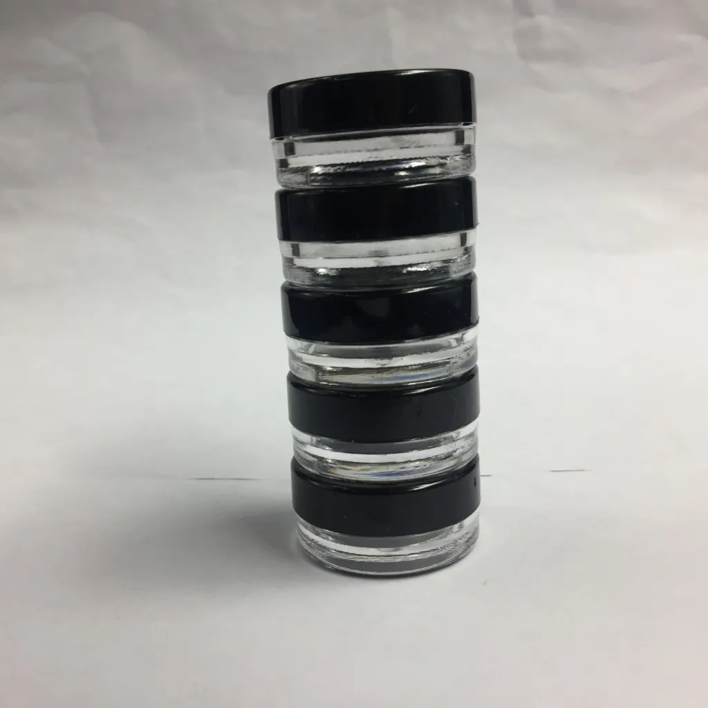 Hohe Qualität leere Plastikbehälter Gläser runde schwarze Schraubverschluss Deckel mit Clear Belag Kosmetische Creme Pot Make-up Lidschatten Nails Pulverflasche