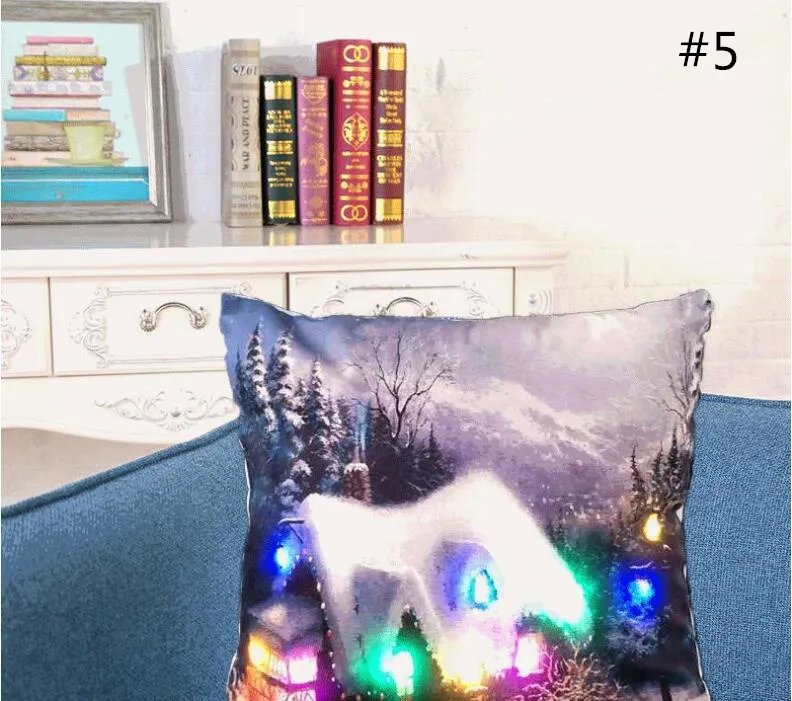 عيد الميلاد LED Flannel Pillow Case Personal Personal Lumbar Cushion Coushion Covers Covers Lidslip Party Christmas El Home Decord Gifts7794726