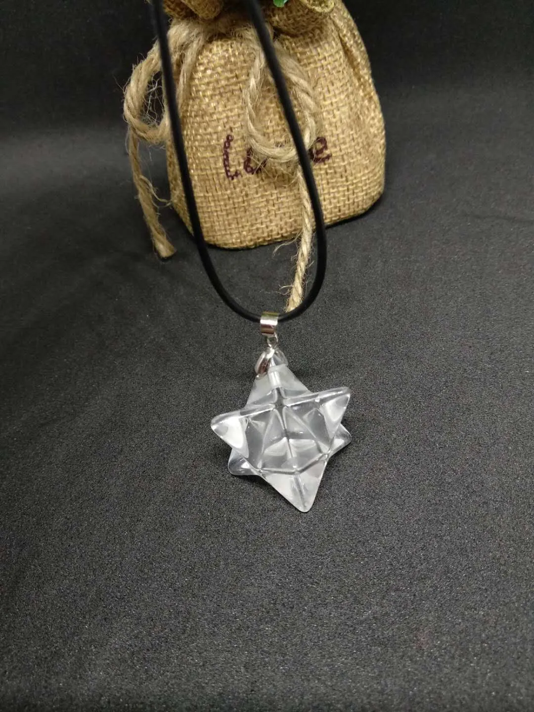 Natural White Quartz crystal Stone Merkaba Pendant Necklace Healing natural stones and minerals