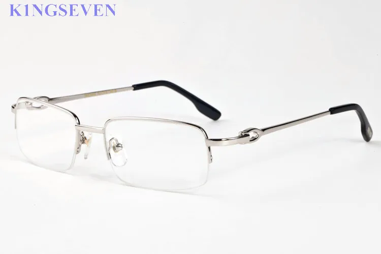 mannen buffelhoorn zonnebril randloze clear lens bril vrouwen frames goud zilver legering metalen frame brillen gafas 5218140mm