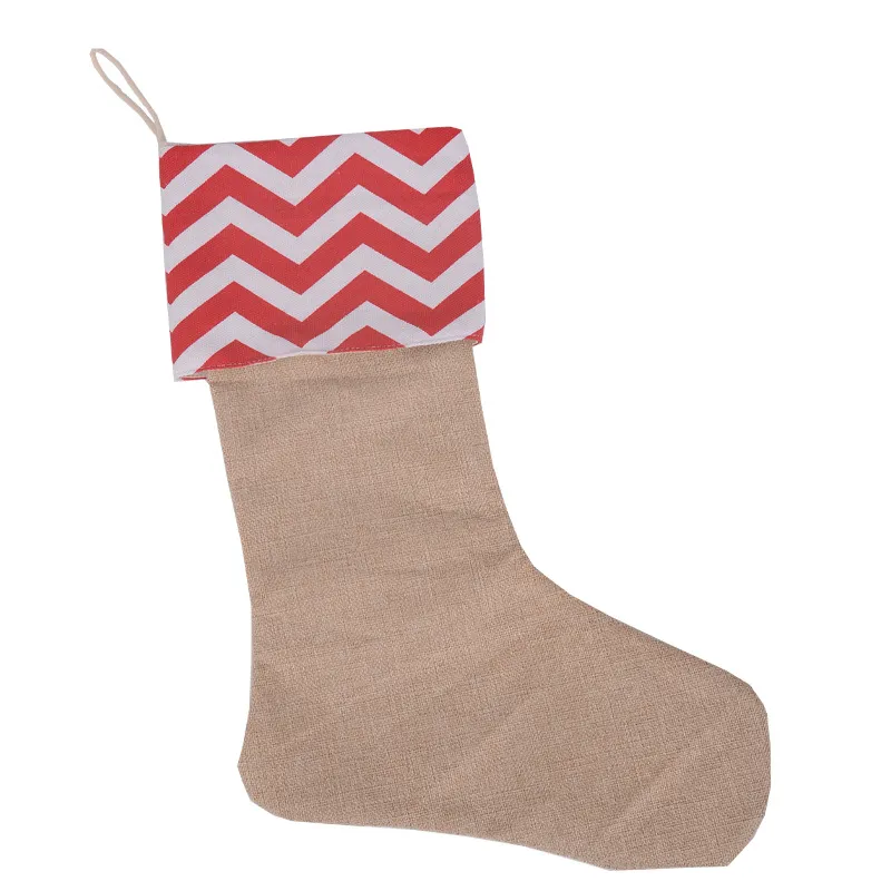 Yeni Yüksek Kalite Tuval Noel Çorap Hediye Çanta Tuval Noel Süslemeleri Noel Çorap Büyük Düz Çuval Kaplama Dekoratif Çorap HH7-133