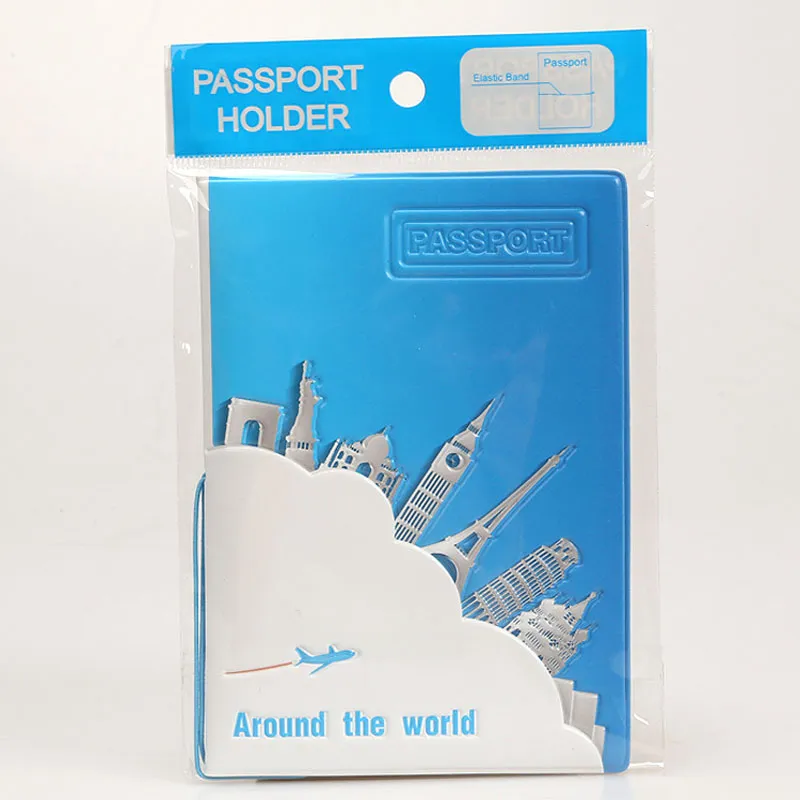 Runt världens mode PU Läder Passport Cover ID Kreditkort Visitkort Hållare Licensdokument Väskor för resorstation ZA2860