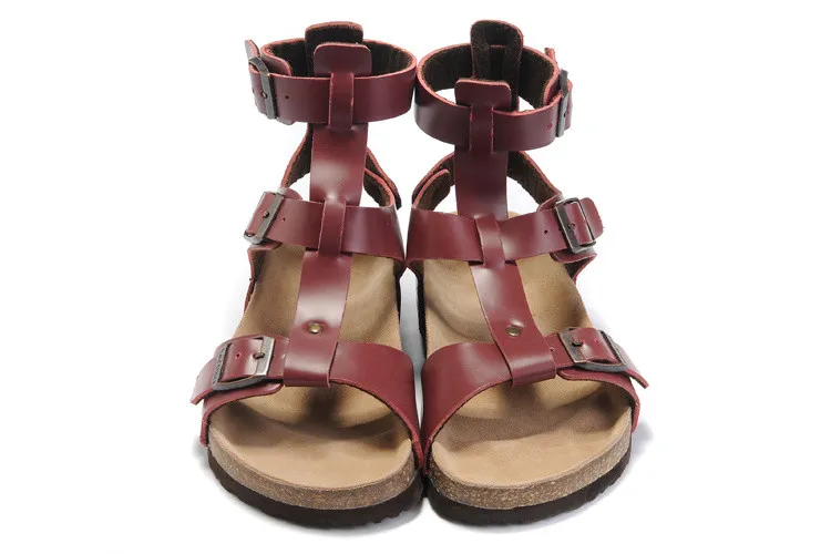 Berühmte Marke Arizona mit Orignal Markenlogo Herren Flache Sandalen Damen Freizeitschuhe Männliche Drei Schnallen Sommer Strand Hausschuhe aus echtem Leder