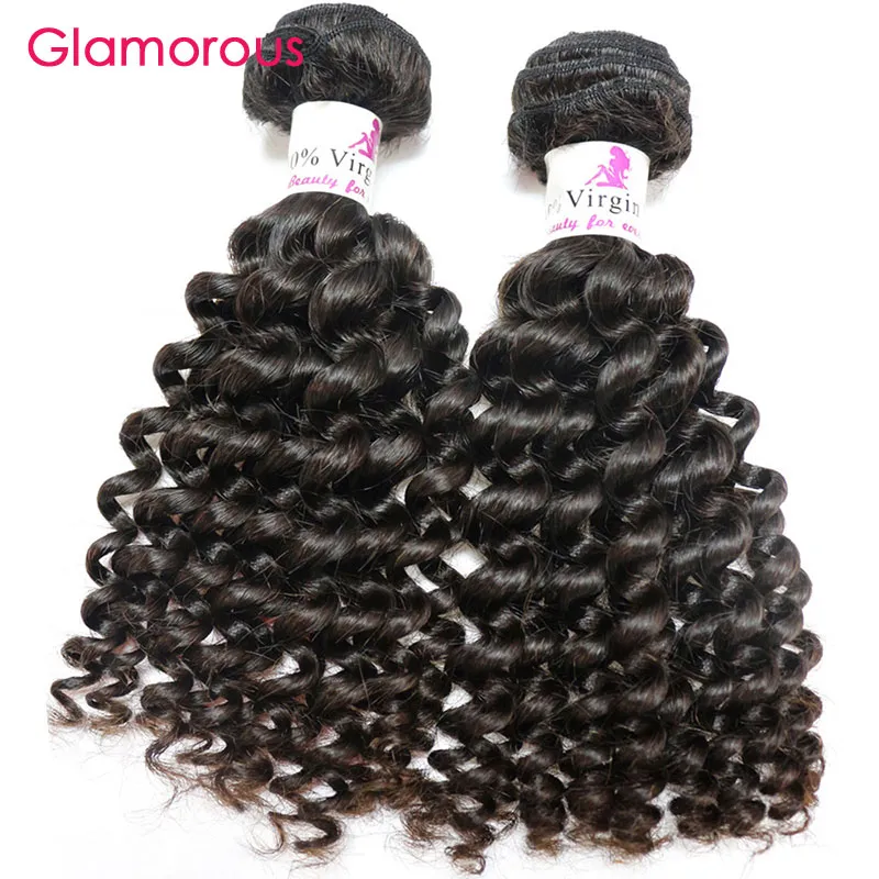 Glamorous Cheap Brazilian Weave Unprocessed Human Hair Extensions 2 Bundle Natural Wave Deep Wave Curly Straight Virgin Brazilian Hair Weave