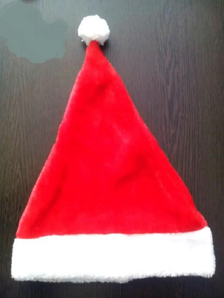 Wysokiej jakości Christmas Hat Dorosłych Christmas Party Cap Czerwony Pluszowy Kapelusz Dla Santa Claus Kostium Christmas Decoration Prezent WA1499