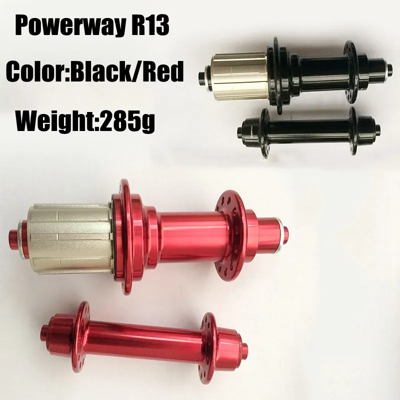 Hot Sale Powerway R13 Hubs Road Cykel Hub Fram 20 Hål Bakre 24 Hål Om Black Red Colors 285g Road Bike Hubs