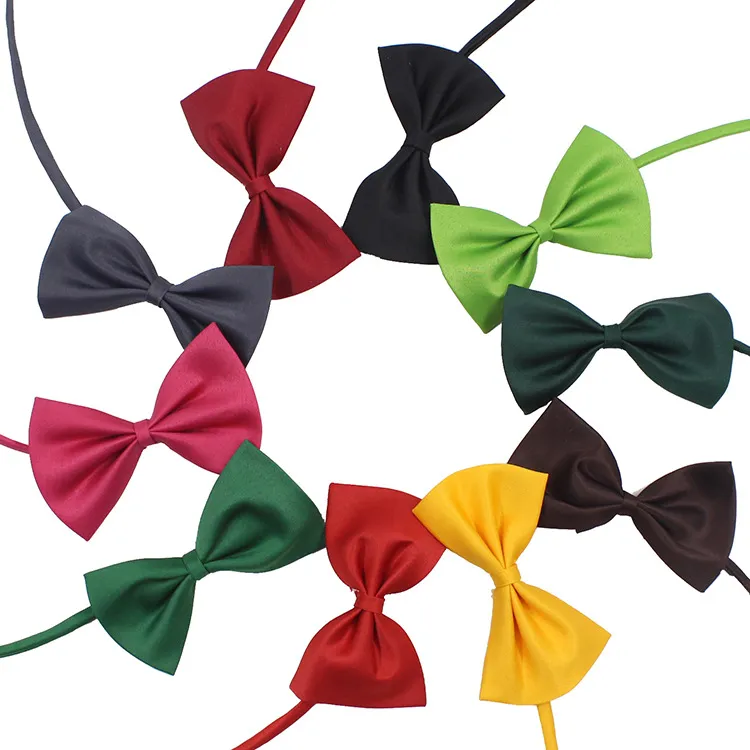 Adjustable Pet Dog Bow Tie Neck Accessory Necklace Collar Puppy Bright Color Pet Bow Mix Color HH7-302