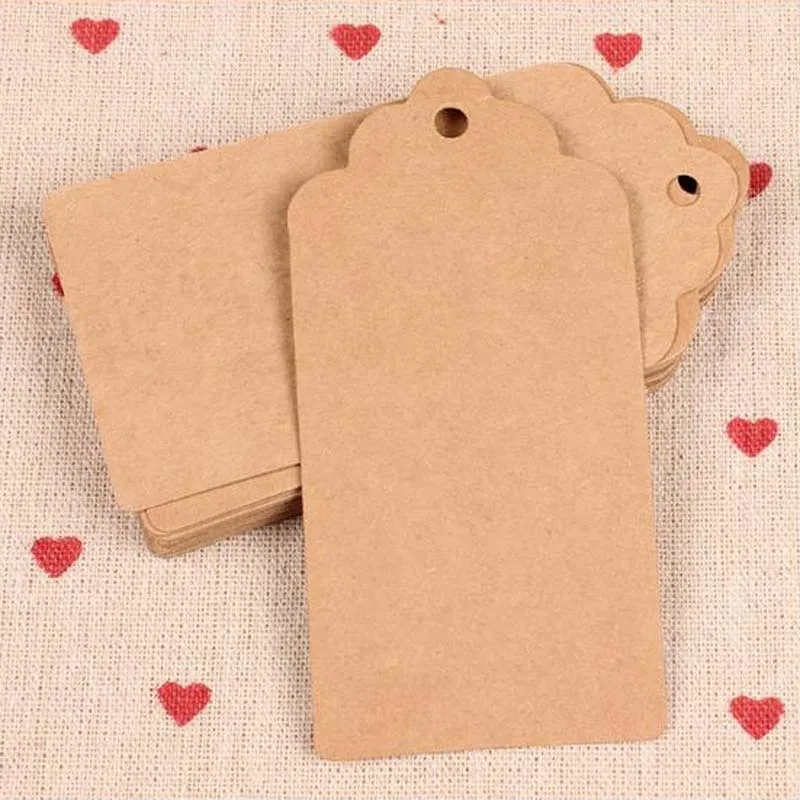 100 Pz Etichette Regalo In Carta Kraft, Cartelline In Carta Kraft