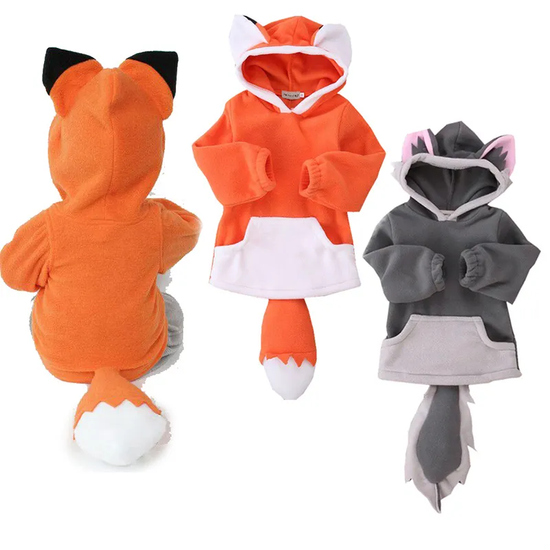 Crianças Raposa Camisola Dos Desenhos Animados Fox Hoodies Moletons Do Bebê Casacos Crianças INS Pulôver de Raposa de Manga Comprida Encabeça Primavera Outono Blusa Presente de Natal F197