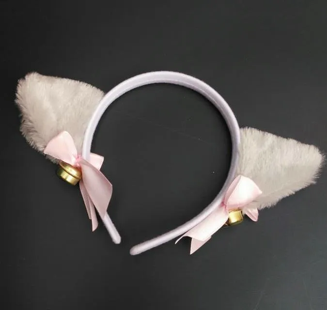 Halloween Cat Fox Fluffy Devil Ears Bells Headband Costume Fancy Dress Anime Neko Cosplay Band Party Boże Narodzenie Performance Rekwizyjne przysługę