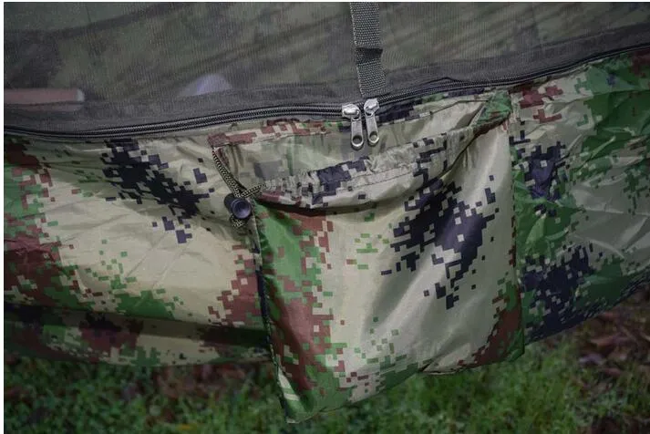 Camping Outdoor Camo Hamak Bed Dwuosobowy Osoba Spadochron Lekki Hamak Double Hamaki Swing Łóżko z moskitierą do kempingu i wędrówki