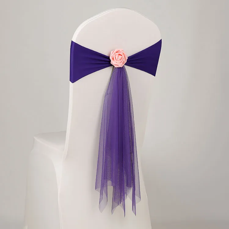 Bowknot designad stol Ribbon no-tie bow sash bröllop hotell bankett stol täcke stol band tillbaka dekoration