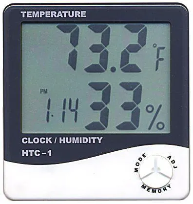 Digitale LCD-temperatuur Hygrometer Instrumenten Klok Vochtigheid Meter Thermometer Met Klokkalender Alarm HTC-1 2022