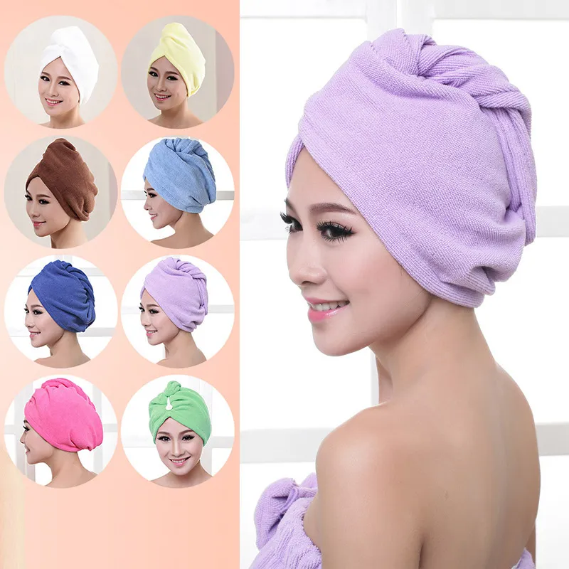 Dusch Caps Handduk Kvinnor Microfiber Magic Dusch Caps Hårtorkning Turban Wrap Handduk Hat Cap snabbt torrtorkbad 60*25cm WX-T17