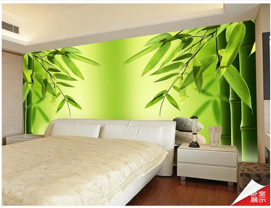 テレビの背景のための3D壁紙のための任意のサイズの竹の緑の石造りの3 dの壁紙
