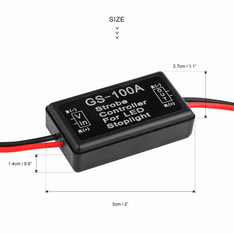 Universal GS-100A 12--24V Flash Strake Controller Flasher-modulen för LED Blinkande Bakre bromsstopp Ljuslampa Biltillbehör