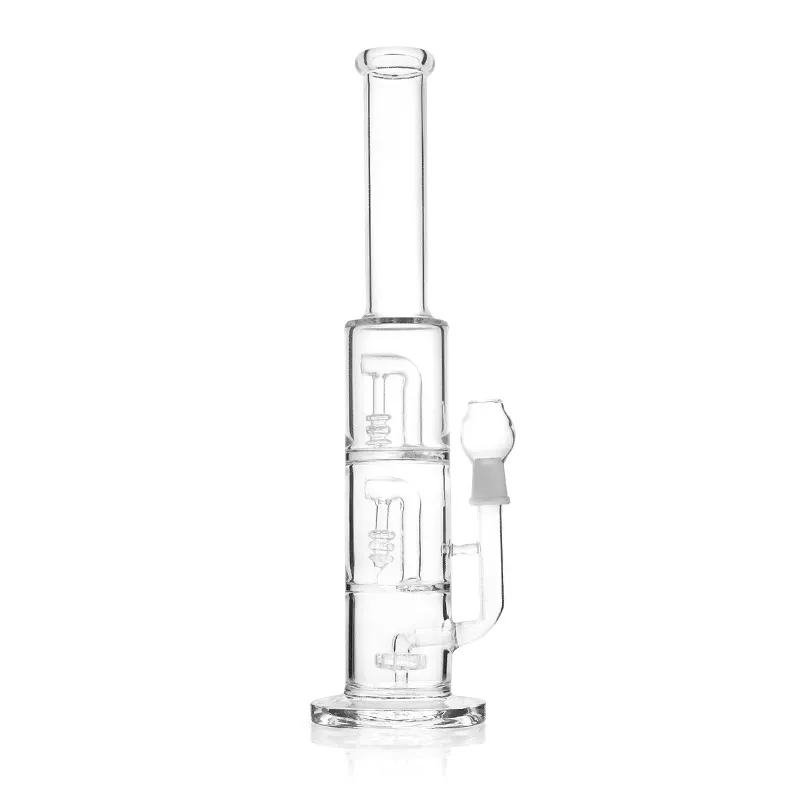 "Circ Stack" Triple Chamber Stacked Circ Perc Oil Rig glass water pipe With 18.8mm male Joint