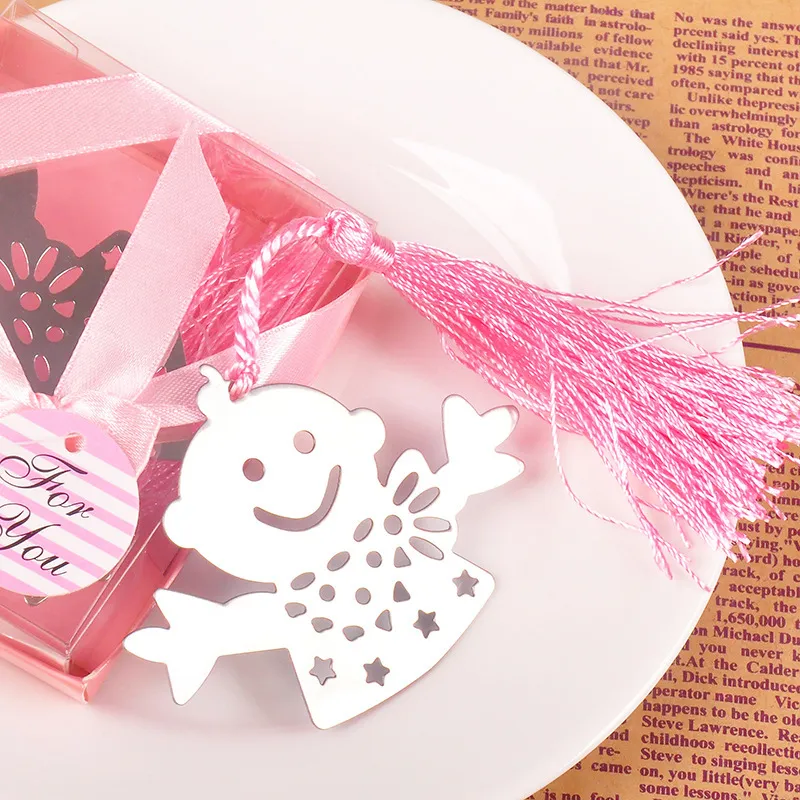 Happy Boy Bookmark Boxed With Tag Ribbon For Bridal Baby Shower Christening Wedding birthday Favor WA1413