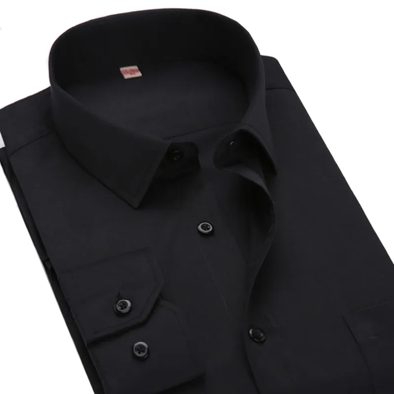 Оптовые- DOWNERVICE Большой Размер S - 5XL 6XL 7XL 8XL мужская полоса с длинным рукавом Бизнес повседневная рубашка сплошной цвет мужской социальной платья рубашка