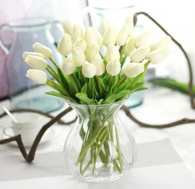 Pu-Mini-Tulpenblume, fühlt sich echt an, Hochzeitsblumenstrauß, künstliche Seidenblumen für Zuhause, Party, Dekoration G4998569648