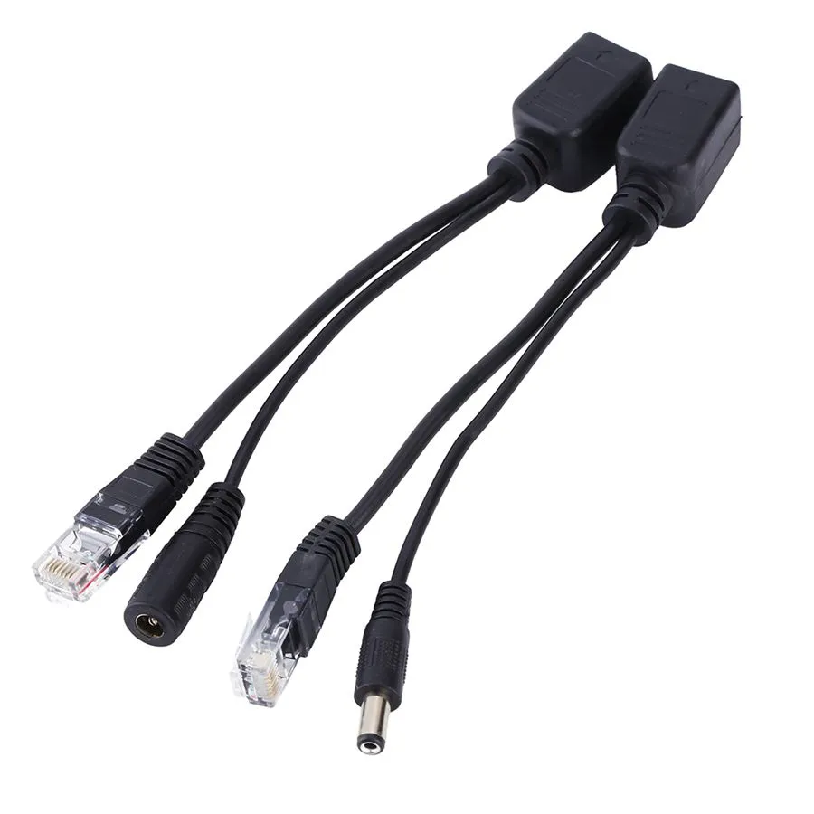 2 pz/lotto Colore Nero/Bianco Ethernet Cavo Adattatore POE Nastro Schermato Switch POE Cavo Splitter POE Kit Cavo RJ45 Iniettore Splitter kit