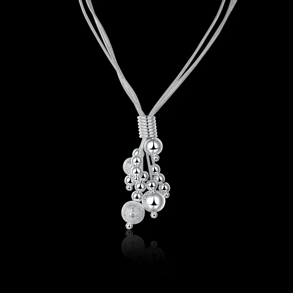 Großhandel Silber Schmuck Frauen Mode Necklack Mode Umzug Drei Wire Perlen Halskette