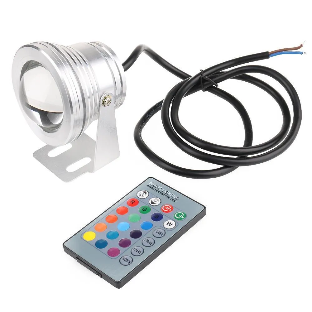 10W 12V RGB LED Underwater Fountain Light 1000LM Swimming Pool Pond Fish Tank Aquarium Lamp IP68 Waterproof4663004