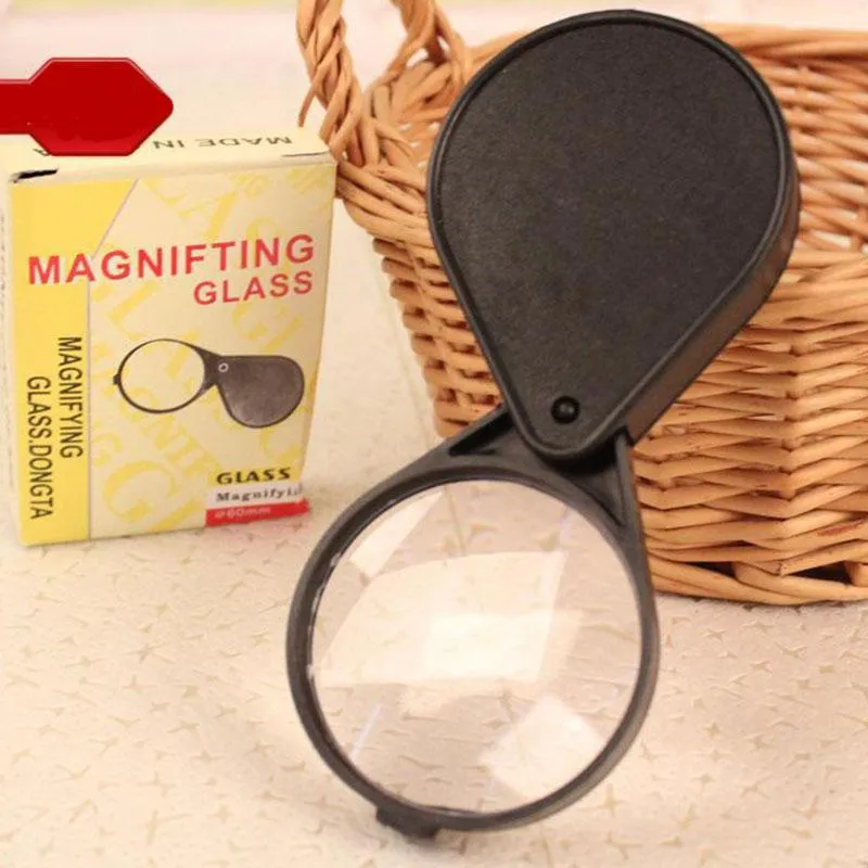 Portable Mini Magnifier Best Promotion for Pocket Magnifying Glass 60mm Lens 10x Magnification Travel Reading Jewellery Watch Repair Tool gl