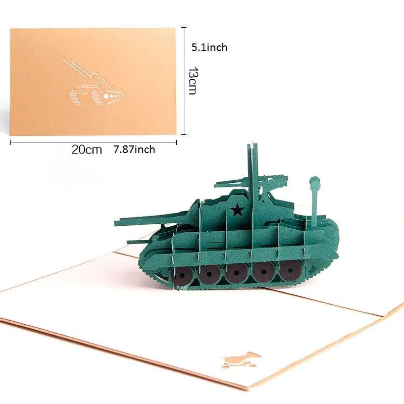 Tank Pop Up Cards 3D Greeting Cards gift card for Congratulation, for Special Day, Birthday or Wedding Congratulation