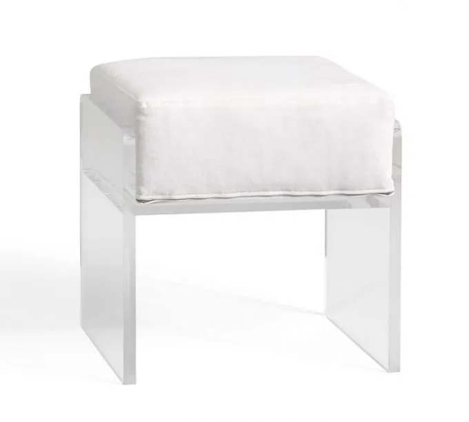 Nowoczesne czyste akrylowe stołki 3/4 "grube pleksiglasowe krzesło wejściowe z poduszką osmańską