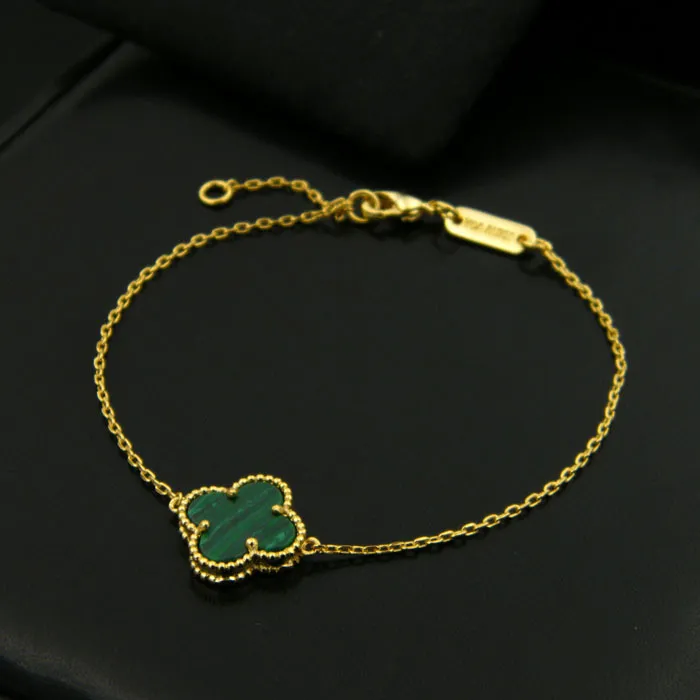 Marque De Luxe 18k Or Unique Fleur Bracelet 316l Titane Acier Blanc Trefle Shell Noir Onyx Marque De Luxe 18k Or Unique Fleur Bracelet 316l Titane Acier Blanc Trefle Shell Noir Onyx