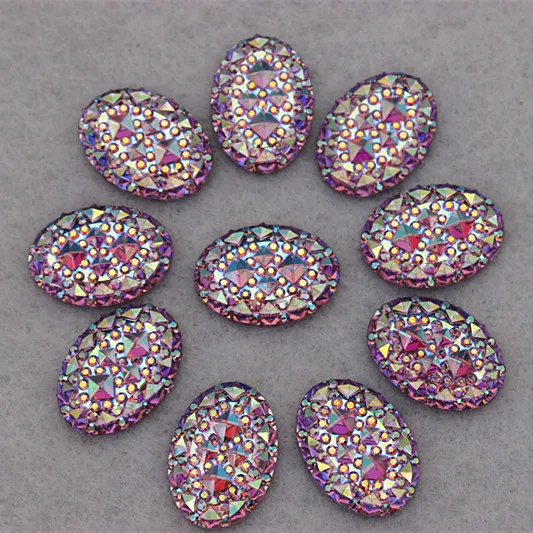 13*18mm AB Color Crystal Resin Oval Rhinestones flatback Beads Scrapbooking Resin Rhinestone crafts Jewelry Accessories ZZ30