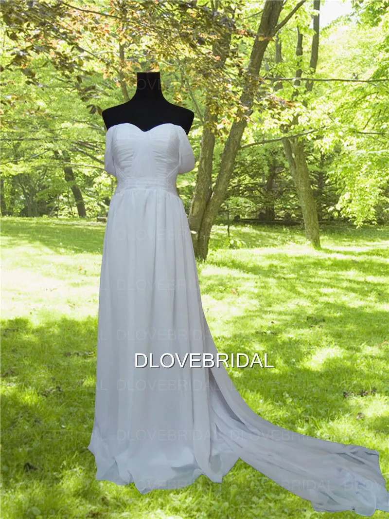 Simple Beach Chiffon Wedding Dress High Quality Off the Shoulder Sweetheart Bridal Gown Bohemian Dresses Vestido de noivas with Re3363638