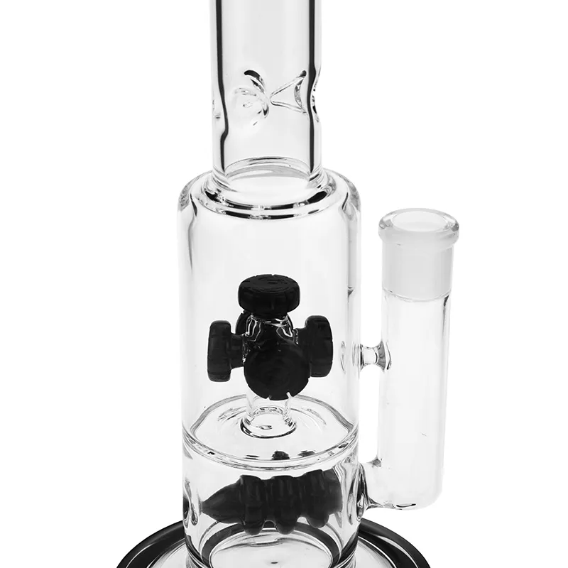 Newest heavy sheet glass water pipe glass water bongs percolator 18mm female joint black colorES-GB-101