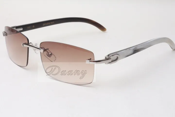 Hot frameless sunglasses glasses 3524012 Natural Mix Ox horn men and women sunglasses glasses eyeglassessize: 56-18-140mm