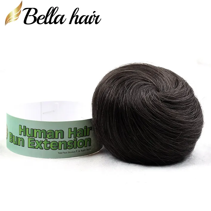 Bellahair 100 Human Hair Bun Extension Donut Chignon Hairpieces för både kvinnor och män Instant Up Do Fake Bun Scrunchies5489145