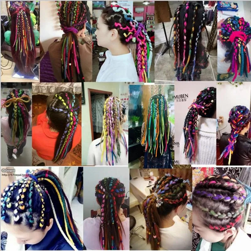 Синтетические вязанные крючком косы для волос Непальские валяные шерстяные дреды Синтетические плетения для наращивания волос 90 см 120 см 24 цвета Популярные6429898