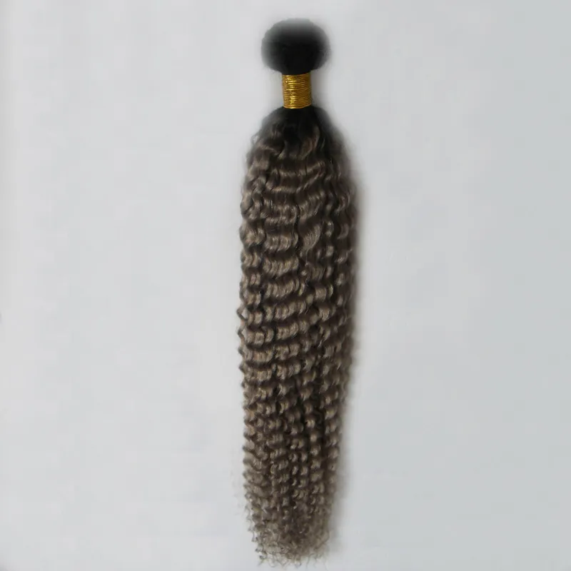 T1B/gris ombre gris cheveux armure mongol crépus bouclés cheveux gris bouclés faisceaux 100g gris crépus armure cheveux 1 pièces double trame sans enchevêtrement