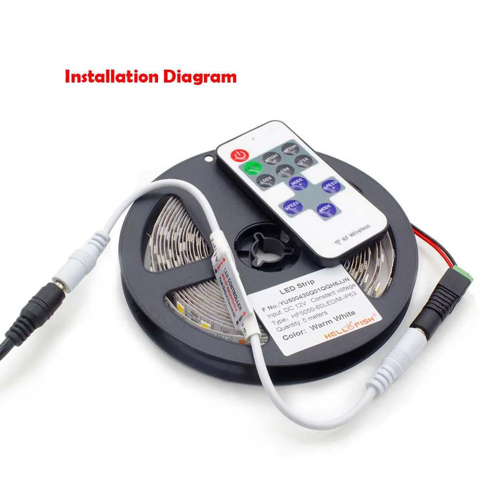 Dc 524v mini 11key rf sem fio led controlador de controle remoto para 5050 5630 2835 3014 única cor tira led dimming9476061