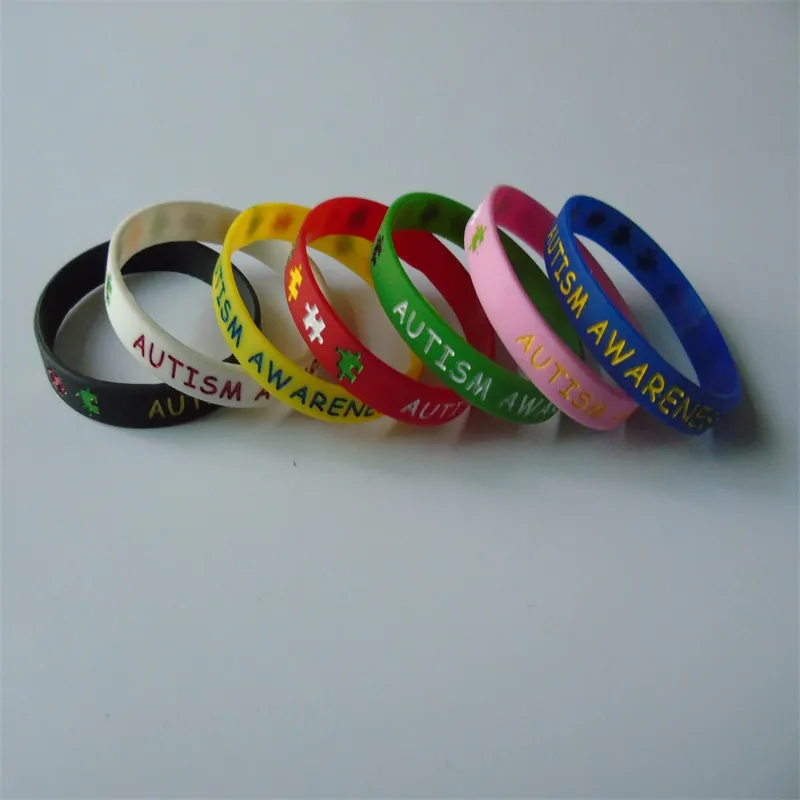 10PCS/lot Mix colors hot selling debossed and ink filled silicone braceletes for promotional gifts Y030301