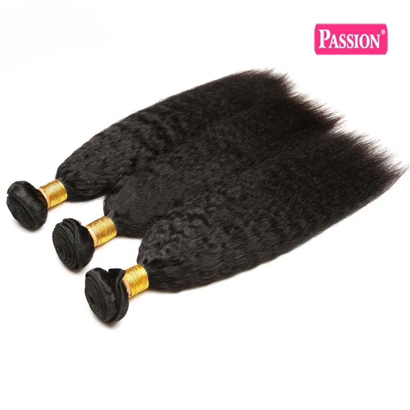 8A Armadura de cabello virgen brasileño rizado recto 3 paquetes 100% Extensión de cabello humano Cabello virgen brasileño sin procesar Yaki grueso